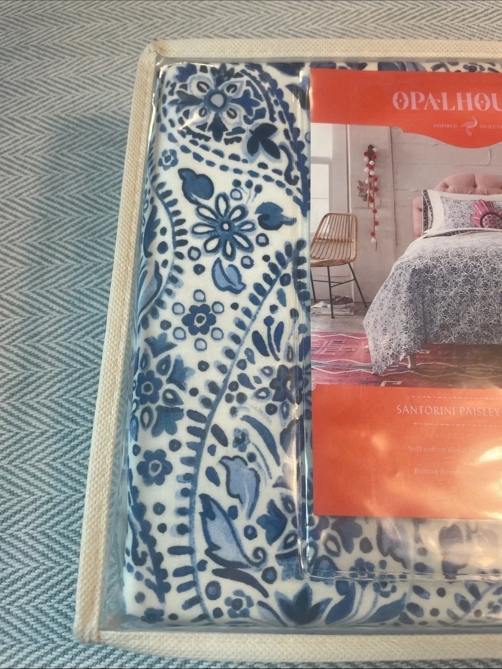 Opalhouse Blue and White Paisley Duvet Cover Set w/Sham Twin XL New in Package